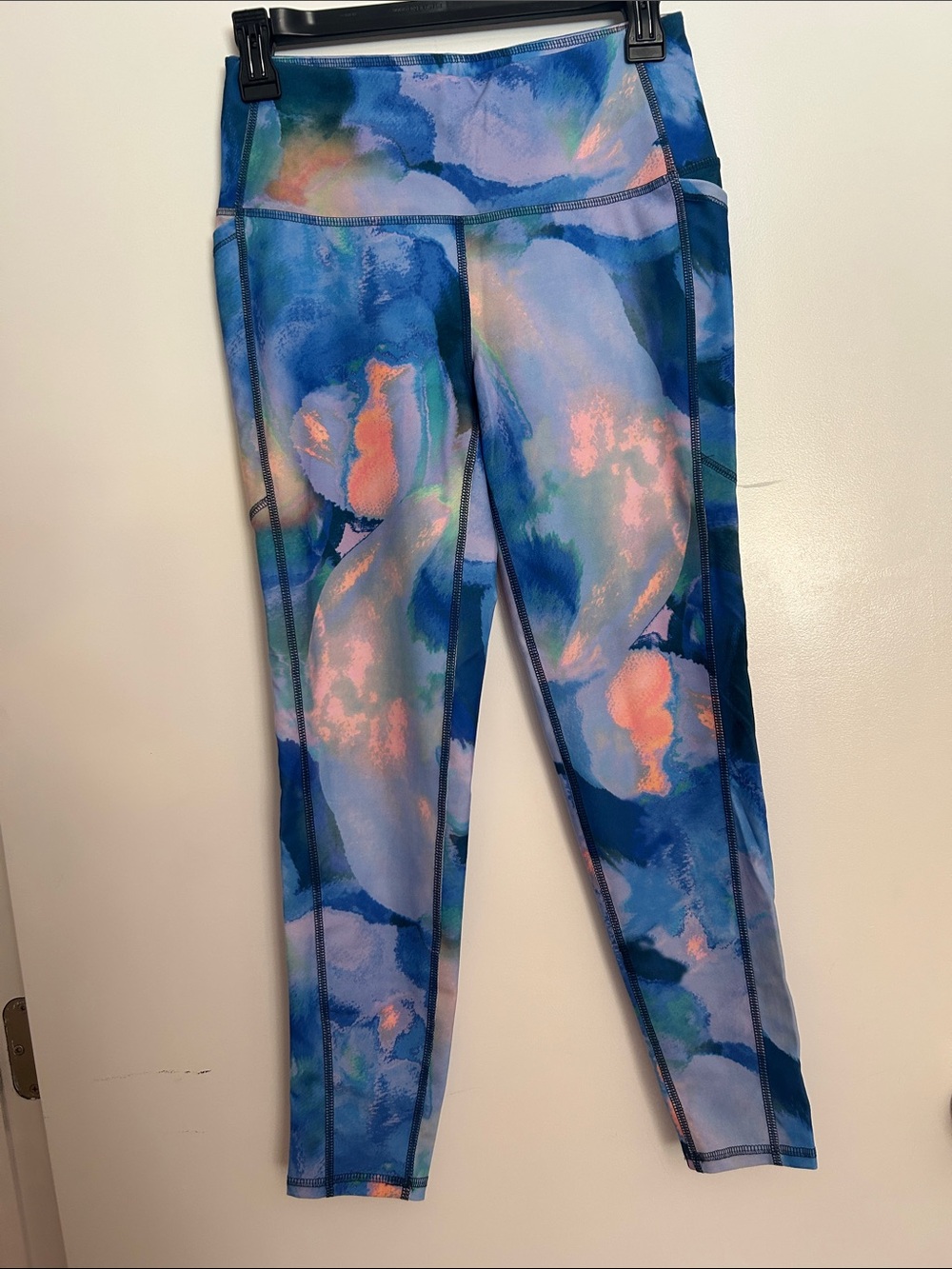 DSG Blue, Teal & Coral Watercolor Active Leggings